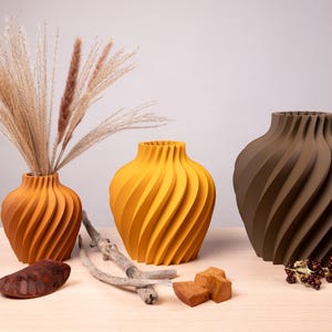 Deko-Vase Organisch Verdana in Weißeiche · Breite Organisch-Form mit Naturholz-Oberfläche, Bambu PLA Wood · Handgefertigt München · Made in Germany · MyDesignStyle.
