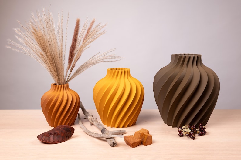 Deko-Vase Organisch Verdana in Weißeiche · Breite Organisch-Form mit Naturholz-Oberfläche, Bambu PLA Wood · Handgefertigt München · Made in Germany · MyDesignStyle.