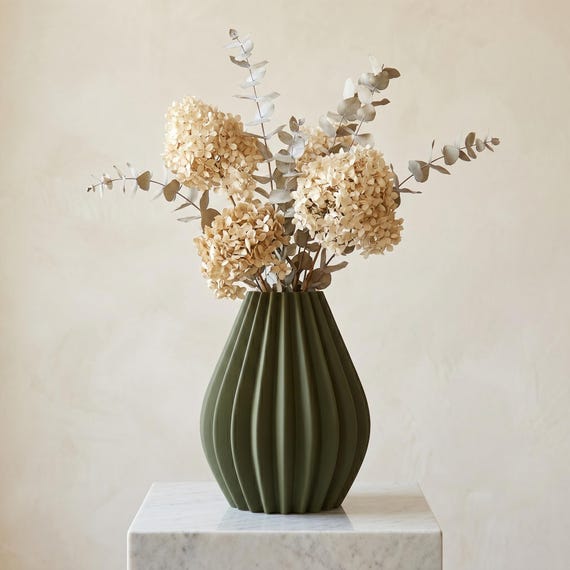 3D Druck Vase Norvika Skandinavisch Design – Trockenblumenvase Boho – Wohnzimmer Deko Geschenk