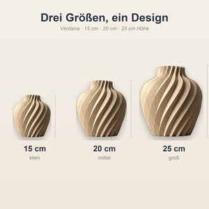 Organisch Verdana Vase in 3 Größen: 15 cm, 20 cm, 25 cm · Bambu PLA Wood · Handgefertigt in München · Made in Germany · MyDesignStyle.