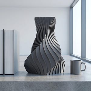 Industriell Structura Vase Farbvariante Oxidgrün · Trapezkonisch mit feinen Diagonalrippen, Bambu PLA Metal · 3D Druck Bambu PLA Metal handgefertigt München MyDesignStyle MDS.