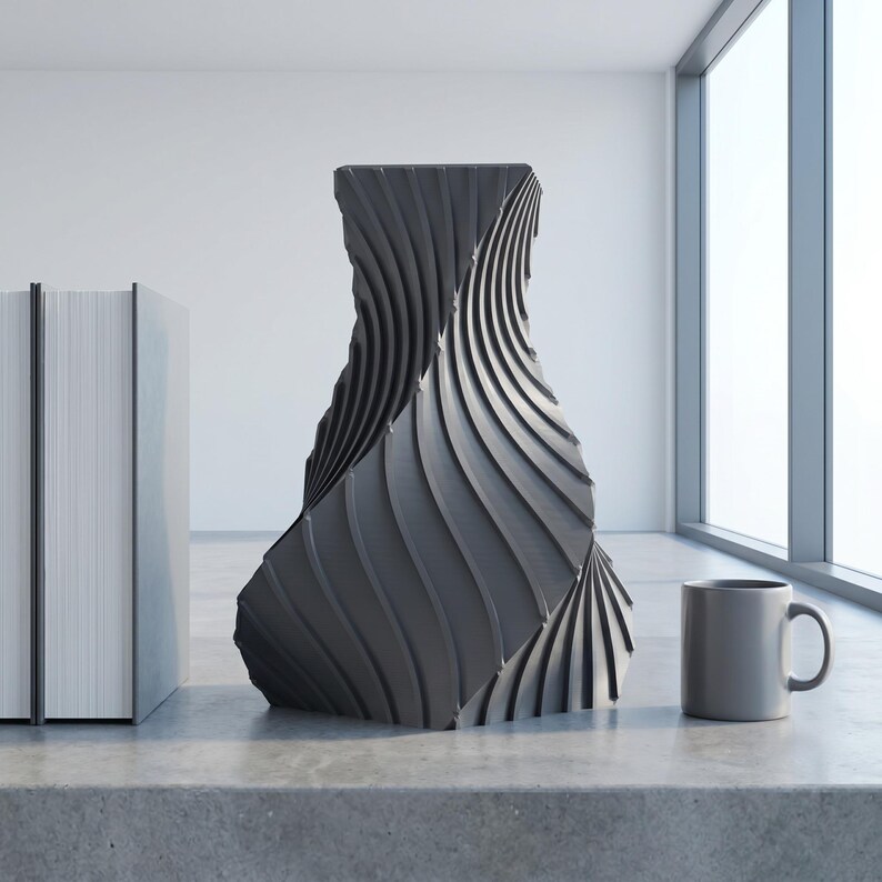 Industriell Structura Vase Farbvariante Oxidgrün · Trapezkonisch mit feinen Diagonalrippen, Bambu PLA Metal · 3D Druck Bambu PLA Metal handgefertigt München MyDesignStyle MDS.