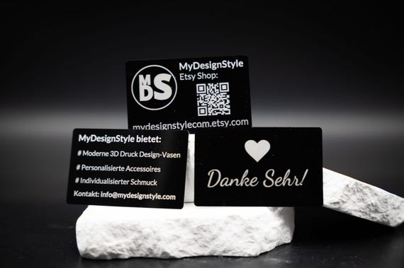 Metall Visitenkarte Schwarz Matt 0,45mm mit Lasergravur – Premium Aluminium Karte – Business Card