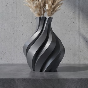 Design Vase Metropola 3D Printed Industrial – Dried Flower Vase Spiral Shape – Modern Decorative Vase Large