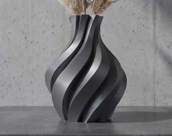 Design Vase Metropola 3D Printed Industrial – Dried Flower Vase Spiral Shape – Modern Decorative Vase Large