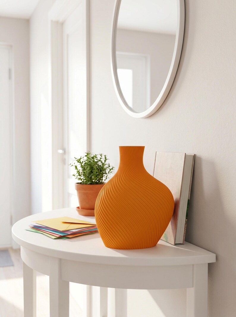 Deko-Vase Bonbon Candi Mandarin-Orange — Verspielter Eingangsbereich · Elegante Candy-Form in Matt-Pastell, Bambu PLA Matte · Made in Germany · MyDesignStyle.