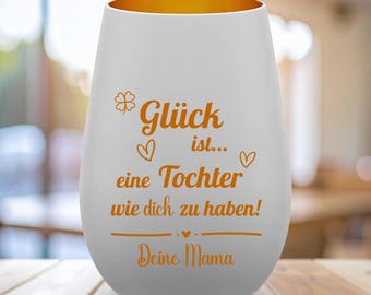 Personalized crystal glass votive candle holder gift for daughter with her name