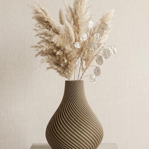 Deko-Vase Organisch Botania Klassische Birke 3D gedruckt handgefertigt München · Geschwungene Organisch-Form mit Holzmaserung, Bambu PLA Wood · Made in Germany · MyDesignStyle.