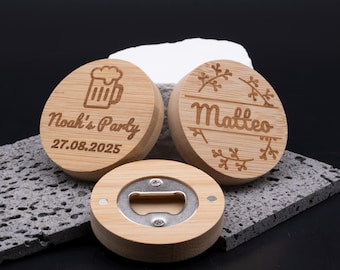 Bamboo bottle opener with magnet - gift for men, Father's Day gift and beer gift for your best friend