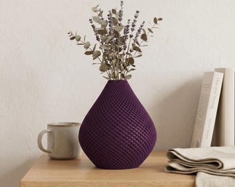 Modern 3D-printed "Purista" vase | Minimalist teardrop-shaped vase for dried flowers and pampas grass | Gift idea | Designer decor