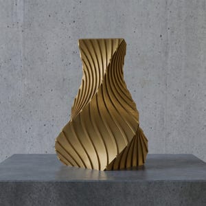 Industriell Structura Vase Farbvariante Eisengrau · Trapezkonisch mit feinen Diagonalrippen, Bambu PLA Metal · 3D Druck Bambu PLA Metal handgefertigt München MyDesignStyle MDS.