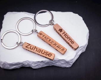Personalized beechwood keychain with engraving – wooden pendant – sustainable gift