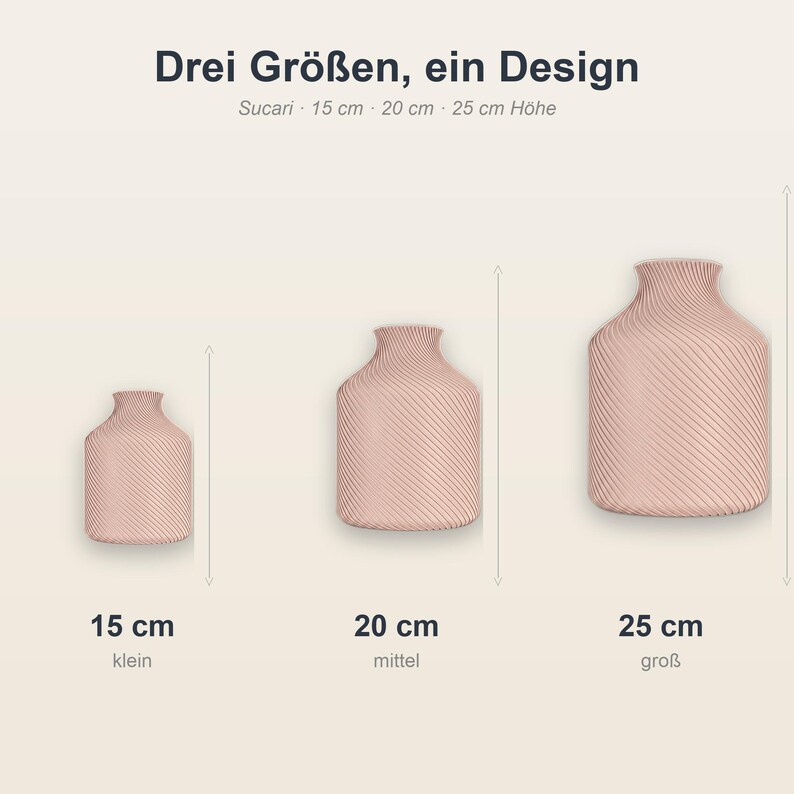 Bonbon Sucari Vase in 3 Größen: 15 cm, 20 cm, 25 cm · Bambu PLA Matte · Handgefertigt in München · Made in Germany · MyDesignStyle.
