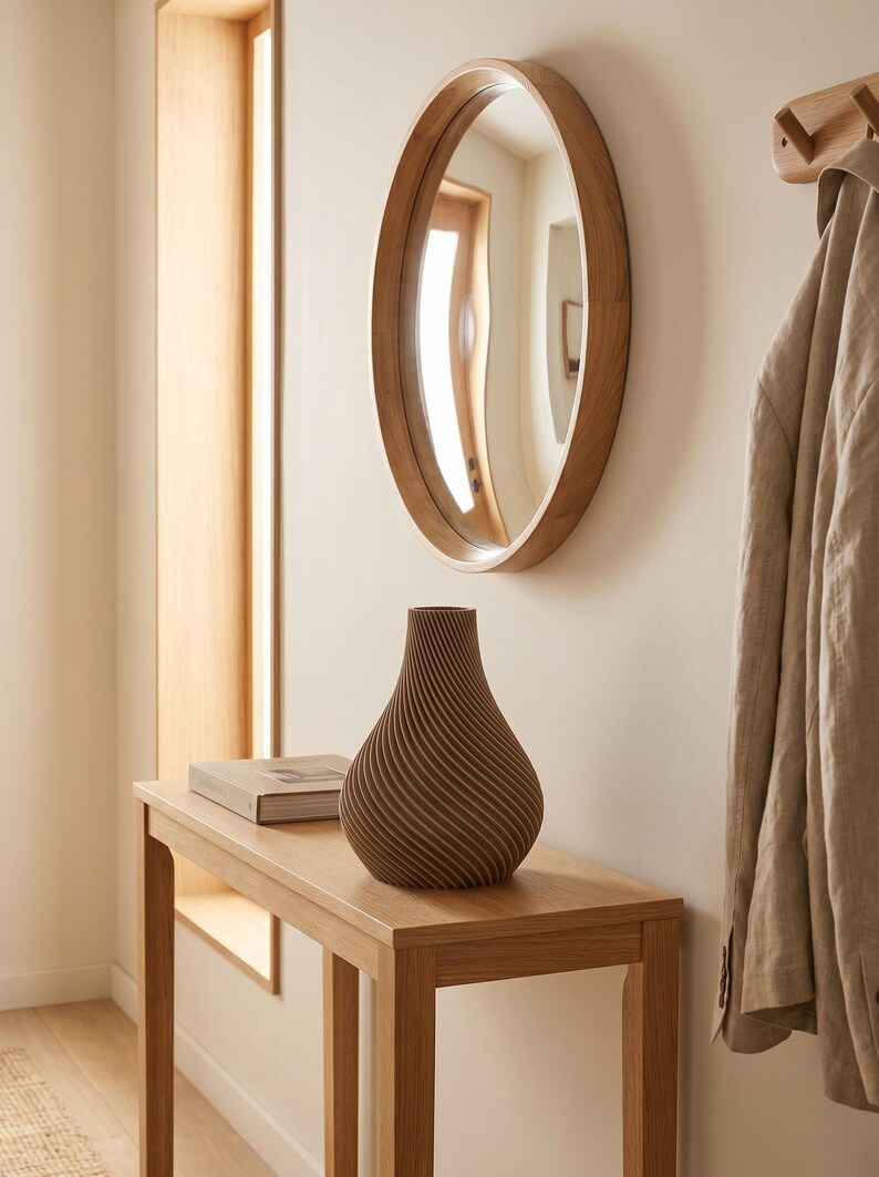 Deko-Vase Organisch Botania Klassische Birke — Eingangsbereich · Geschwungene Organisch-Form mit Holzmaserung, Bambu PLA Wood · Made in Germany · MyDesignStyle.