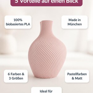 5 Vorteile Bonbon Candi Vase: Bambu PLA Matte · Made in München · 6 Farben & 3 Größen · Pastellfarben & Matt · Ideal für Trockenblumen · MyDesignStyle.
