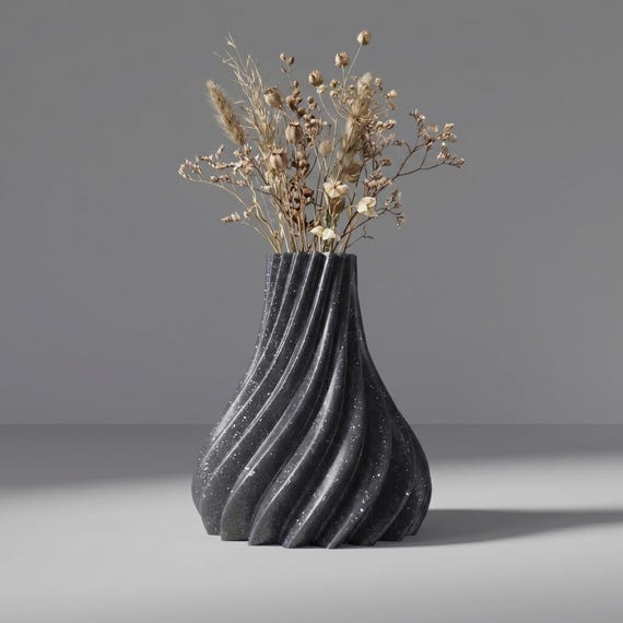 3D Druck Vase Futura Weltraum Design – Trockenblumenvase Pampasgras – Dekovase Modern Büro