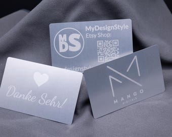 Tarjeta de presentación de metal aluminio plateado personalizada con grabado láser con nombre logotipo gráfico código QR