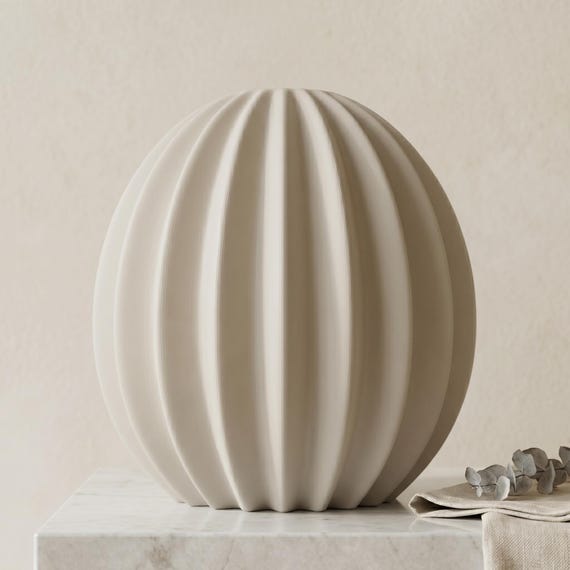3D Druck Vase Rena Skandinavisch Natur – Trockenblumenvase Boho – Wohnzimmer Deko Geschenk