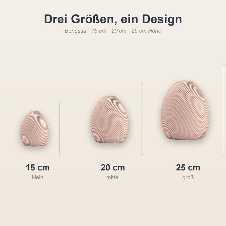 Bonbon Bonessa Vase in 3 Größen: 15 cm, 20 cm, 25 cm · Bambu PLA Matte · Handgefertigt in München · Made in Germany · MyDesignStyle.