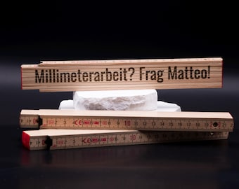 Personalized 2m beechwood folding ruler with custom engraving - Father's Day gift set and gift with name and custom text