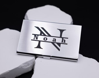 Tarjetero ligero de metal plateado, personalizable con grabado: tarjetero ligero y agradable para tarjetas de visita, tarjetas de crédito, tarjetas de regalo.