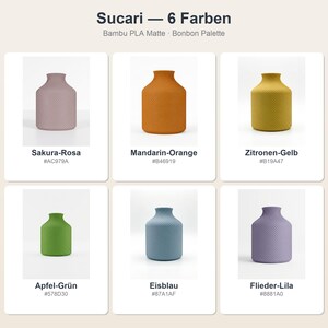 Bonbon Sucari Vase: alle 6 Farben im Überblick · Bambu PLA Matte · Handgefertigt in München · Made in Germany · MyDesignStyle.