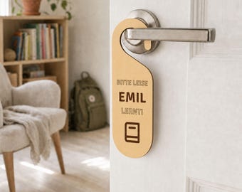 Personalisiertes Türschild für Kinder aus Holz – Lernzeit Wendeschild mit Name