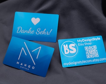 Niebieska wizytówka | Wizytówka networkingowa | Nowoczesna wizytówka | Metalowa wizytówka | Aluminiowa wizytówka | Elegancka wizytówka