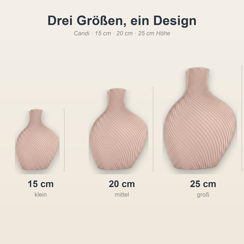 Bonbon Candi Vase in 3 Größen: 15 cm, 20 cm, 25 cm · Bambu PLA Matte · Handgefertigt in München · Made in Germany · MyDesignStyle.