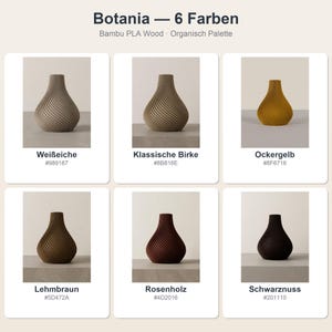 Organisch Botania Vase: alle 6 Farben im Überblick · Bambu PLA Wood · Handgefertigt in München · Made in Germany · MyDesignStyle.