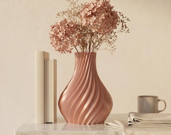 Wazon 3D Luxoria Silk Metallic – wazon z suszonymi kwiatami do salonu – nowoczesny, dekoracyjny wazon