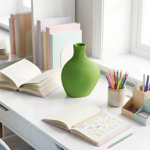 Deko-Vase Bonbon Candi Apfel-Grün — Schreibtisch · Elegante Candy-Form in Matt-Pastell, Bambu PLA Matte · Made in Germany · MyDesignStyle.