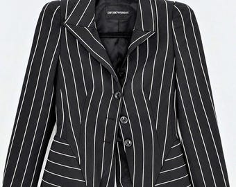 Vintage 2008 Emporio Armani Pinstripe Virgin Wool Blazer IT 36 Made in Italy