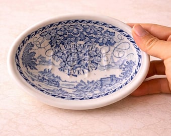 Vintage Crabtree & Evelyn Soap Dish | blue Floral Ceramic Soap Holder