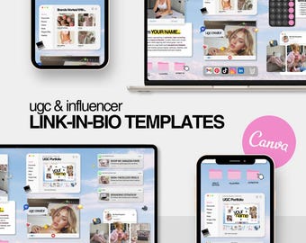 Canva-malluppsättning för länkar i bio: Länkar till Instagram-bio för UGC-skapare och influencers (digital nedladdning)