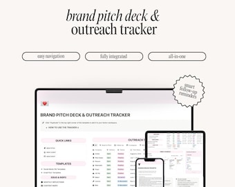 Notion Brand Pitch Deck & UGC Outreach Tracker: Influencer Collaboration Manager (Digital Download)