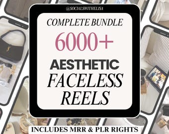 6000+ Aesthetic Faceless Reels Bundle | PLR & MRR Video Pack Digital Marketing | Influencer UGC Starter | Faceless Videos | Canva Editable