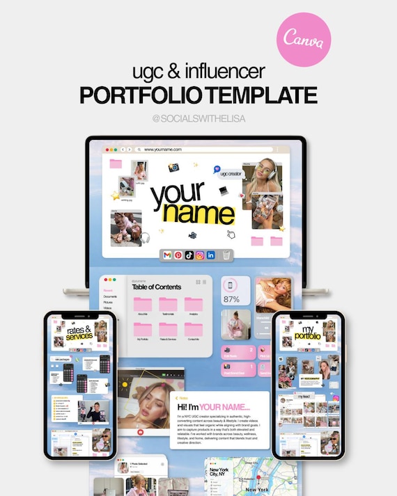 UGC Portfolio Canva Template, Website & Media Kit, UGC (Instant Download)