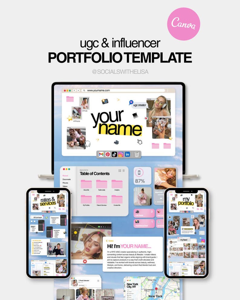 UGC-portfölj Canva-mall, webbplats och mediakit, UGC (direktnedladdning) bild 1