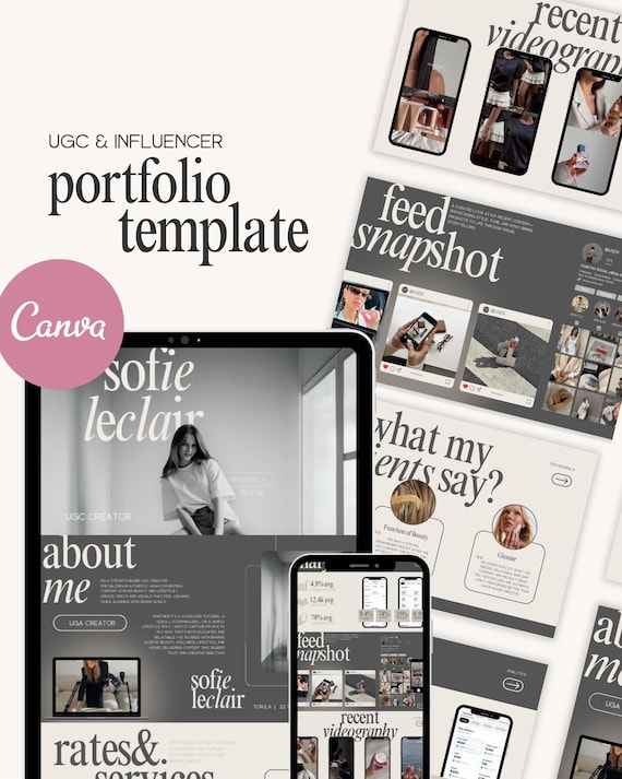UGC Portfolio Canva Template: Website & Media Kit (Instant Download)
