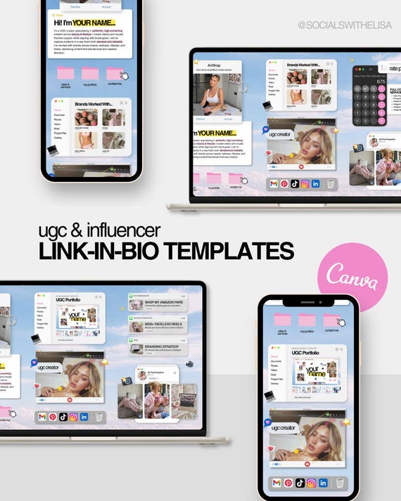 Canva Link in Bio Template Set: UGC Creator & Influencer Instagram Bio Links (Digital Download)