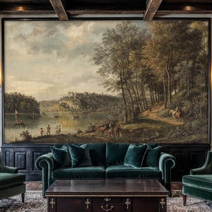 Vintage Countryside Landscape Wallpaper Mural: Scenic Peel and Stick