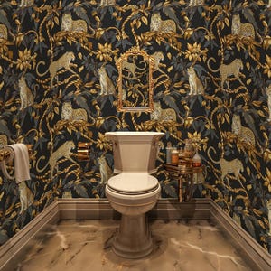 Gold Leopard Wallpaper Mural: Tropical Jungle Peel and Stick