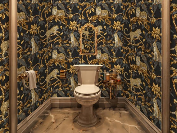 Gold Leopard Wallpaper Mural: Tropical Jungle Peel and Stick
