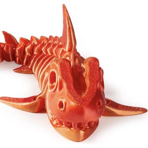3D Printed Articulated Shark Toy – Fun Movable Skeleton Design for Desk Decor Fidget & Decompression Cute Rainbow Shark Model