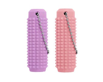 3D Printed Spiky Fidget Roller 2-Pack: Purple & Pink Keychain Stress Relief