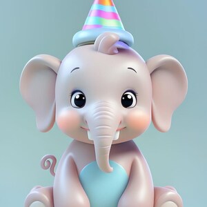 Lindo elefante para pared de guardería imprimible / Decoración de habitación de bebé A4 / Descarga instantánea