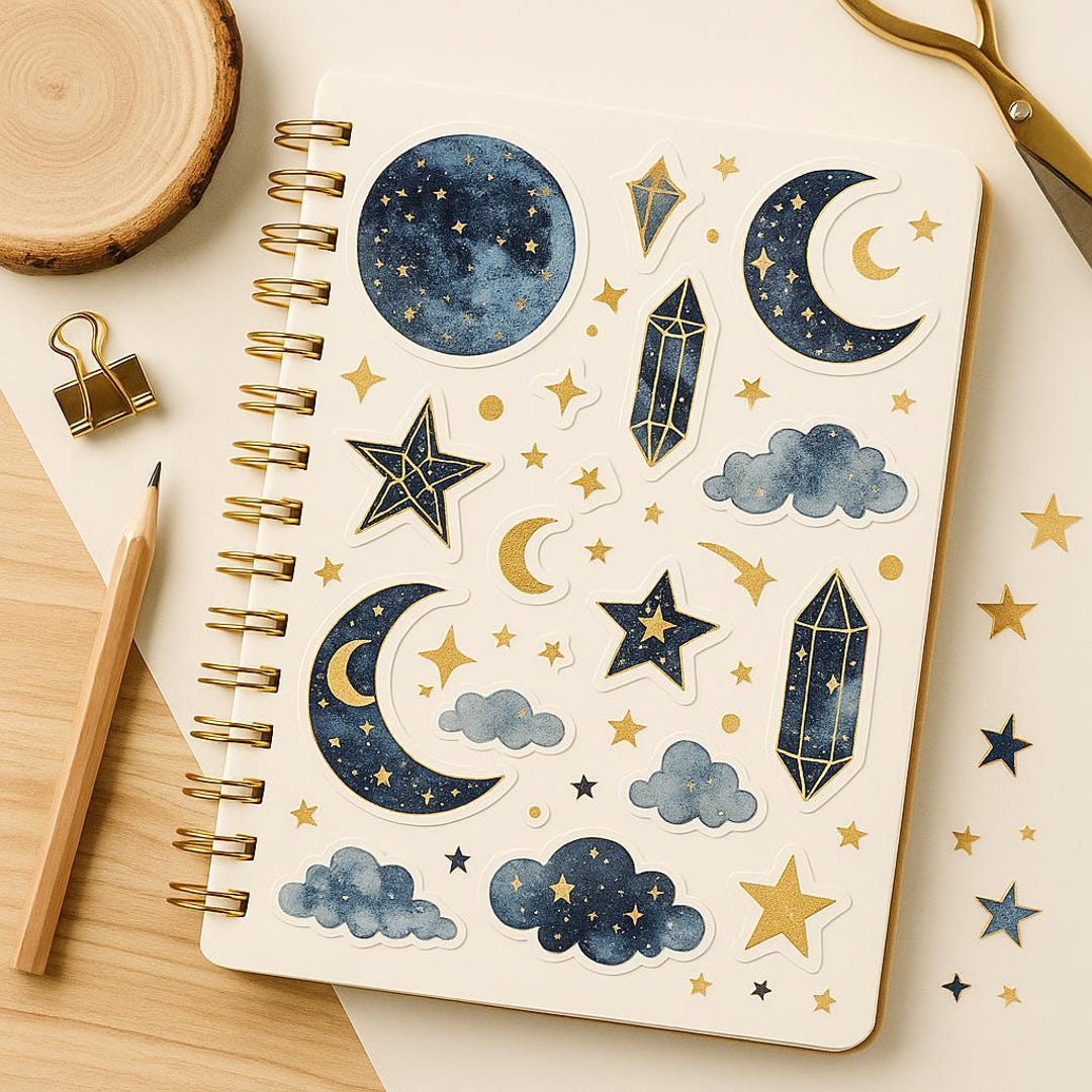 Moon and Stars Stickers – Printable Celestial Sticker Sheet for ...
