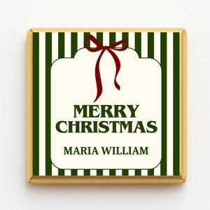 Luxe vrolijk kerstfeest chocoladebedankjes, gepersonaliseerde kerstsnoep, aangepaste naamverpakking, minichocoladevorm voor bedrijfsevenementen
