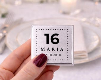 50 Personalized Chocolate Favors with Name Date, Custom Birthday Party Chocolates, Wedding Guest Gifts, Baby Shower Favors, Customized Gifts